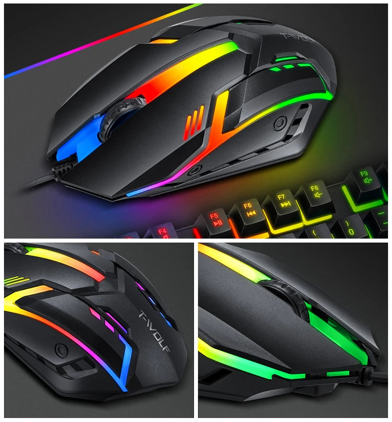 Hot Sale 5 in 1 RGB Light Gaming Combo 104 Keys USB Keyboard with LED Backlit Loudspeaker Headphone Mousepad for Laptop