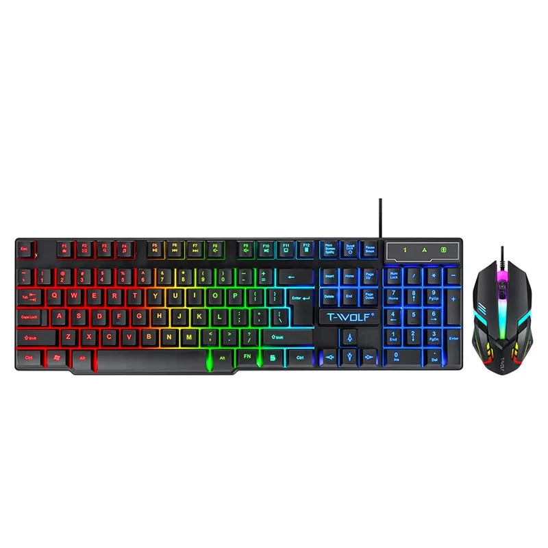 Hot Sale 5 in 1 RGB Light Gaming Combo 104 Keys USB Keyboard with LED Backlit Loudspeaker Headphone Mousepad for Laptop