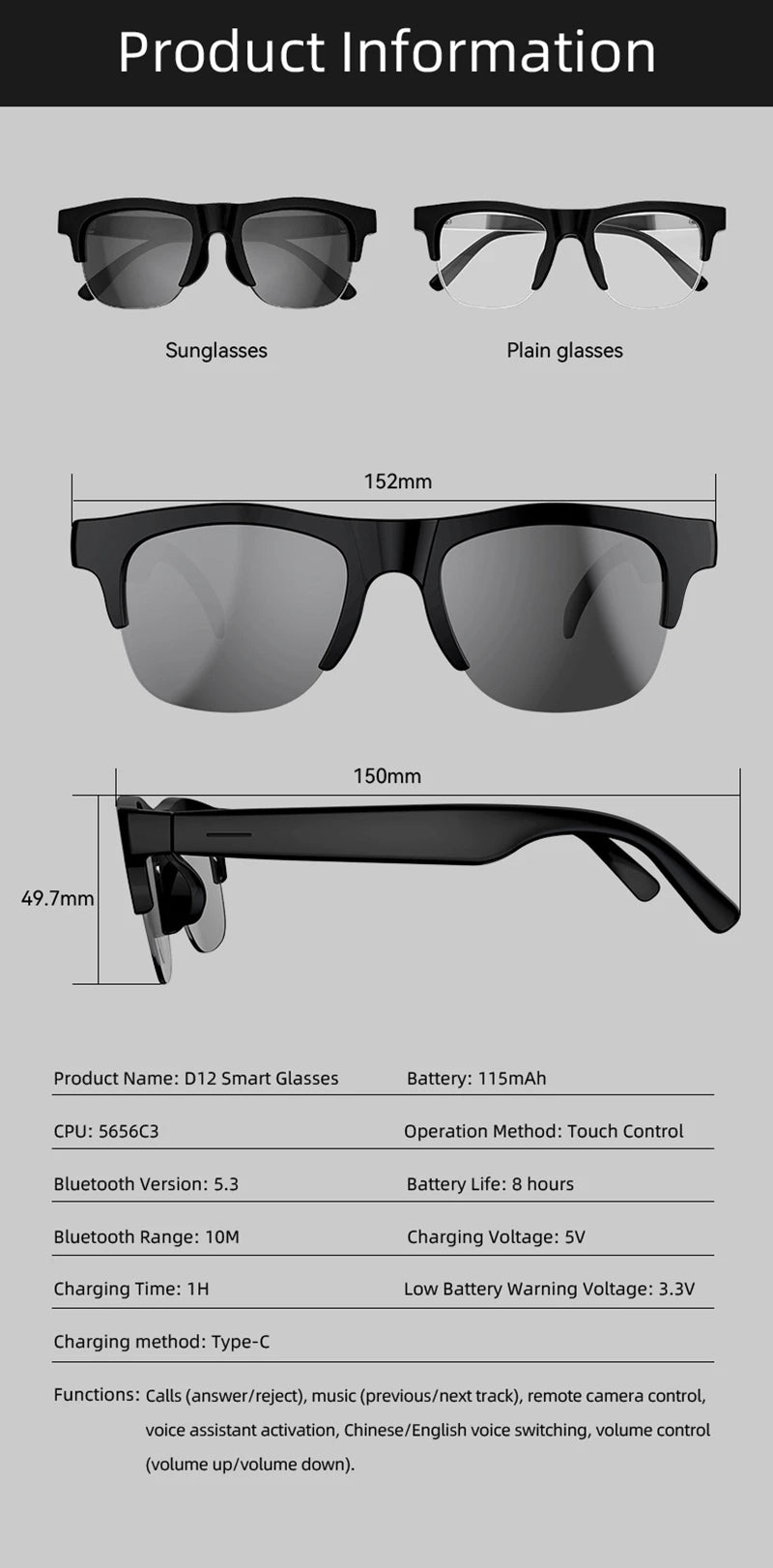 Lenovo 8K 1800MP AI Smart Glasses Hands-Free Calling AI Translation AI Chat Logging Music Playback Men Women Smart Sunglasses