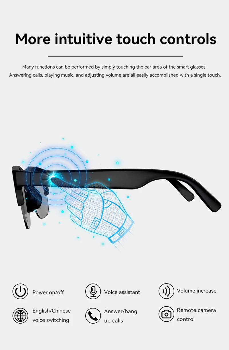 Lenovo 8K 1800MP AI Smart Glasses Hands-Free Calling AI Translation AI Chat Logging Music Playback Men Women Smart Sunglasses