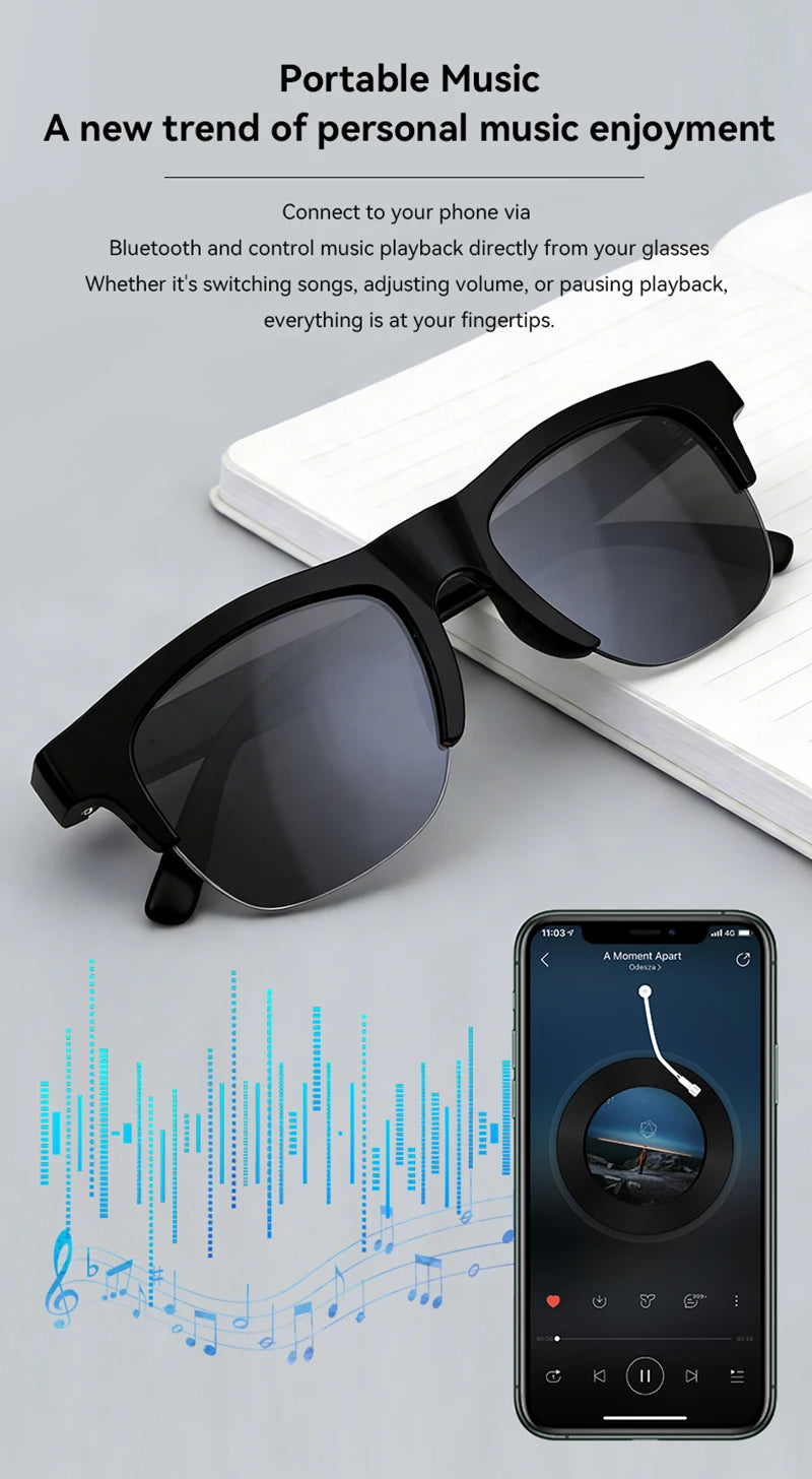Lenovo 8K 1800MP AI Smart Glasses Hands-Free Calling AI Translation AI Chat Logging Music Playback Men Women Smart Sunglasses